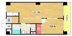 ロイヤルハイツ河田(1LDK/4階)の間取り写真