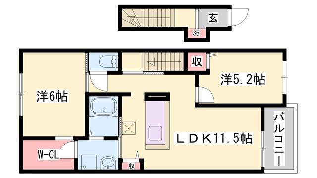 ウエストガーデンVI(2LDK/2階)の間取り写真