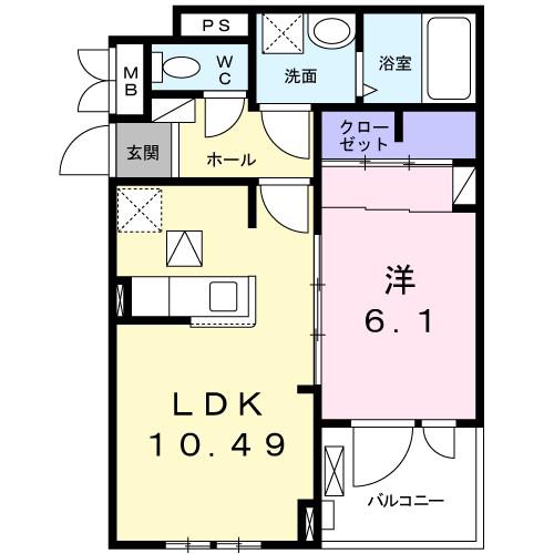 グランドール(1LDK/1階)の間取り写真