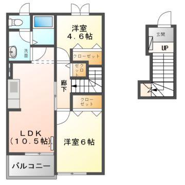ファミール下小口B(2LDK/2階)の間取り写真