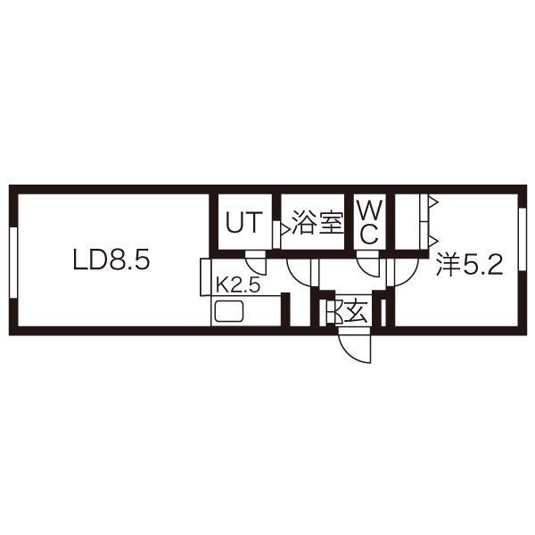 ティーケイ南郷(1LDK/1階)の間取り写真