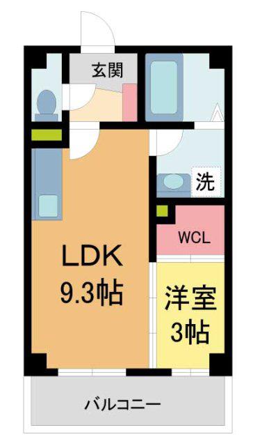 ルクス西宮北口(1LDK/2階)の間取り写真