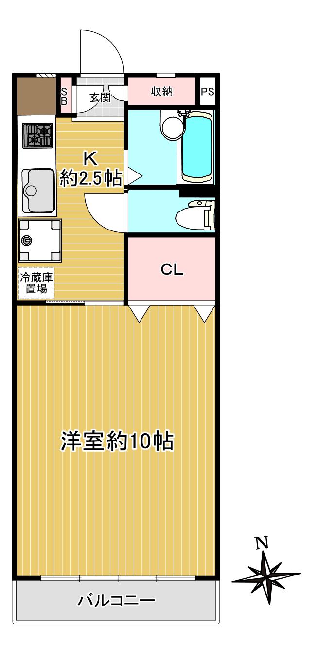日吉第7コーポA棟(1K/2階)の間取り写真