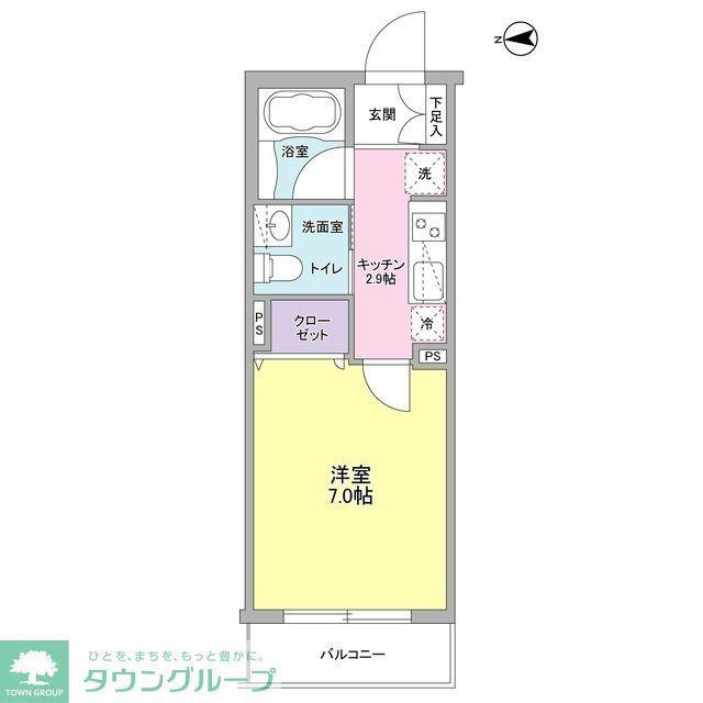バンデューセン(1K/1階)の間取り写真