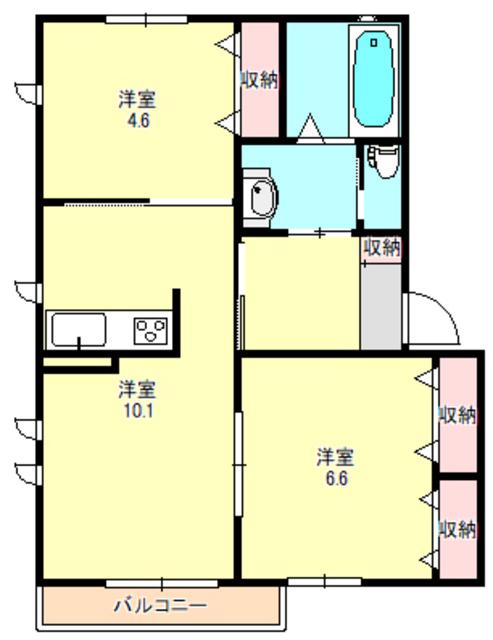 シャーメゾン小山(2LDK/2階)の間取り写真