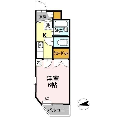 平成第二ビル(1K/2階)の間取り写真