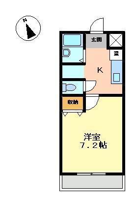 クレッセント(1K/2階)の間取り写真