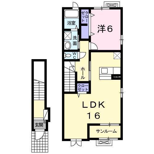 インフィニティ(1LDK/2階)の間取り写真