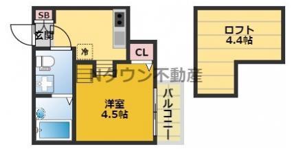 スカイヒル新栄(1K/1階)の間取り写真