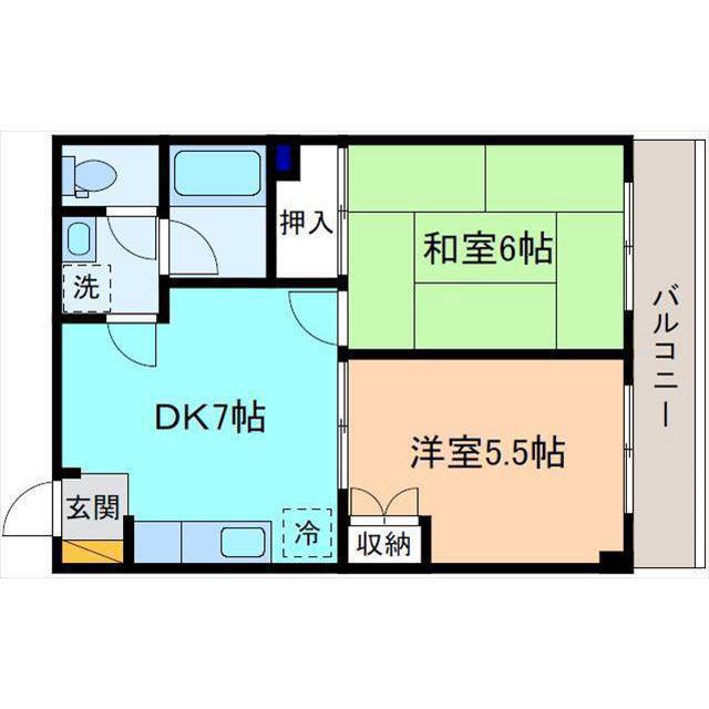 ブルーメアベニュー(2DK/2階)の間取り写真