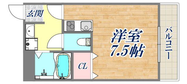 グランプラスシャトー(ワンルーム/5階)の間取り写真