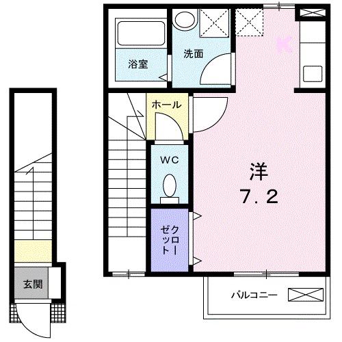 ラークヒルズ(1K/2階)の間取り写真