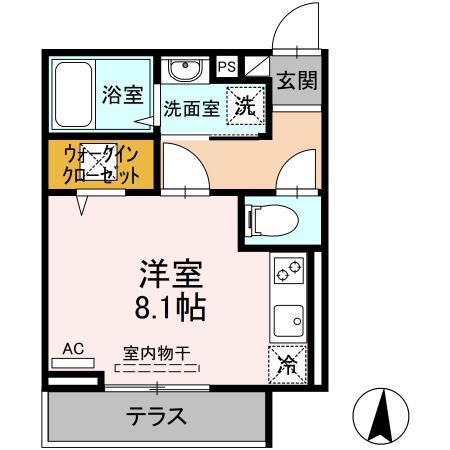 アンジュール多摩川(ワンルーム/1階)の間取り写真