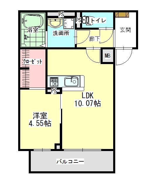 AQUA LOUIS MER(1LDK/2階)の間取り写真