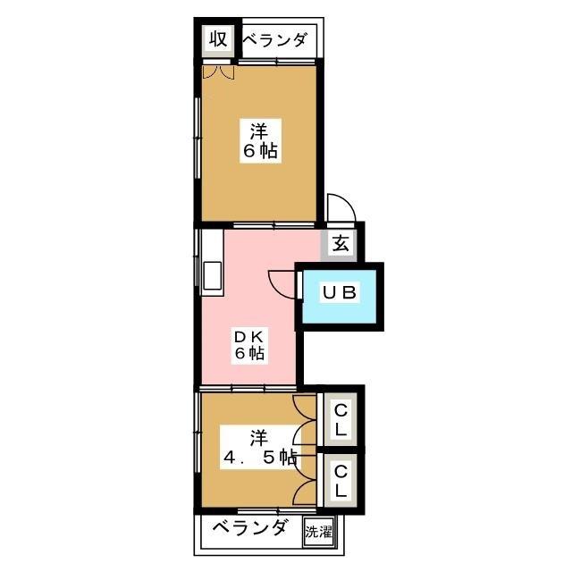 ドームスステラ(2DK/1階)の間取り写真