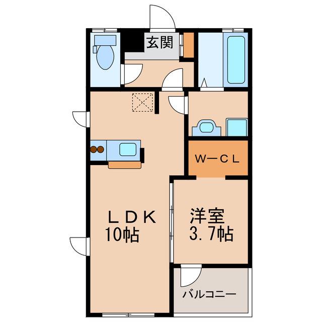 ネオブレス(1LDK/3階)の間取り写真