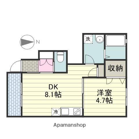 オレンジ・テラス(1DK/1階)の間取り写真