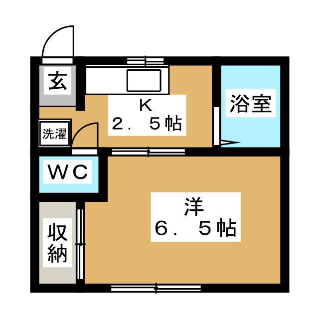 ロジュマンB棟(1K/2階)の間取り写真