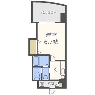 LUXEドーム前I(1K/7階)の間取り写真