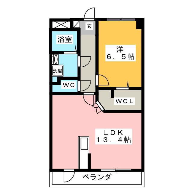 ルネス チャービル(1LDK/2階)の間取り写真
