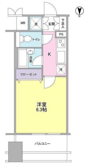 プロスペクト・グラーサ広尾(1K/4階)の間取り写真