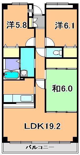 グランデージ八千代中央(3LDK/2階)の間取り写真