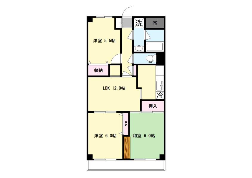 クレール壱番館(3LDK/1階)の間取り写真