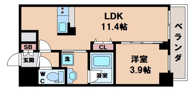 DOUBLE NINE RESIDENCE TENNOUJIMINAM(1LDK/8階)の間取り写真