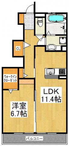 シャインアイリス II(1LDK/1階)の間取り写真