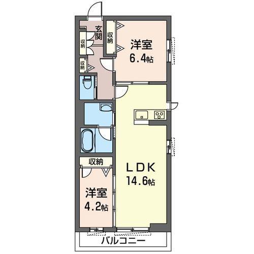 ヴェラ・グランディール(2LDK/2階)の間取り写真