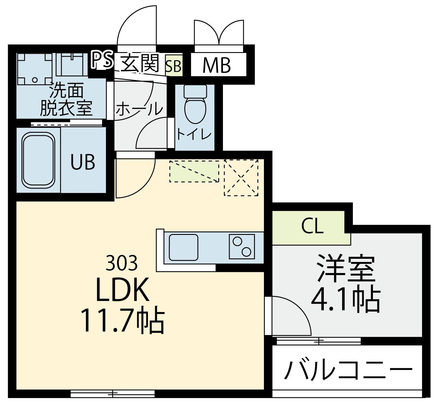 プラフィド(1LDK/3階)の間取り写真