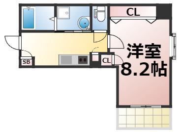 クレール玉造(1K/1階)の間取り写真