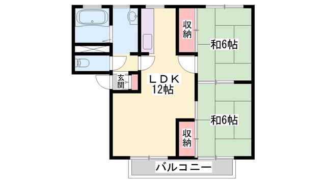 メルヴィルA棟(2LDK/2階)の間取り写真