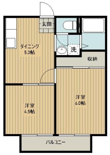 狭山台パナハイツ(2DK/1階)の間取り写真