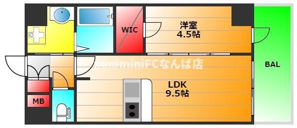プレサンスドームシティコレーレ(1LDK/2階)の間取り写真