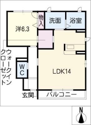 グランドコート C棟(1LDK/1階)の間取り写真