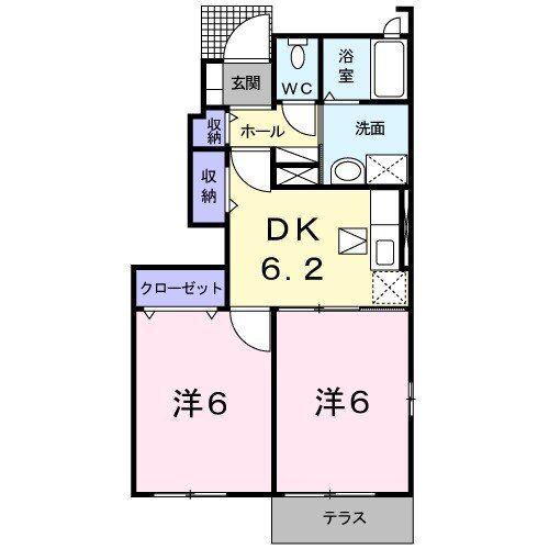 ガーデンハウスS・K I(2DK/1階)の間取り写真
