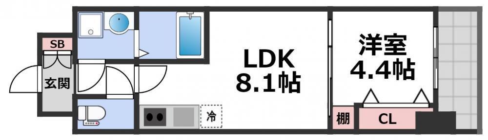 グランパシフィック今里INNOVATION(1LDK/3階)の間取り写真