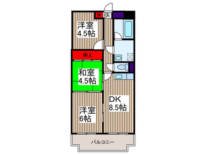 戸田パークハイツ(3DK/3階)の間取り写真