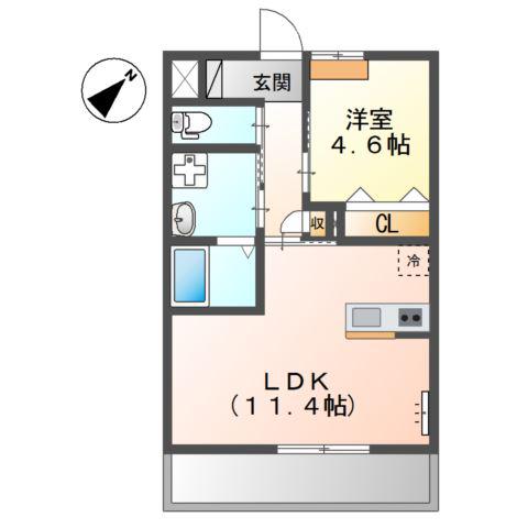 ファーストスター(1LDK/2階)の間取り写真