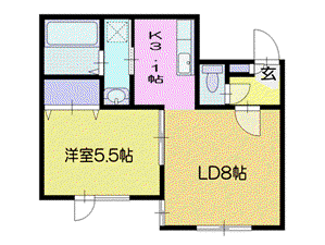 CONAN相生(1LDK/1階)の間取り写真