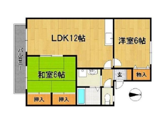 セジュール久留米インターB(2LDK/1階)の間取り写真