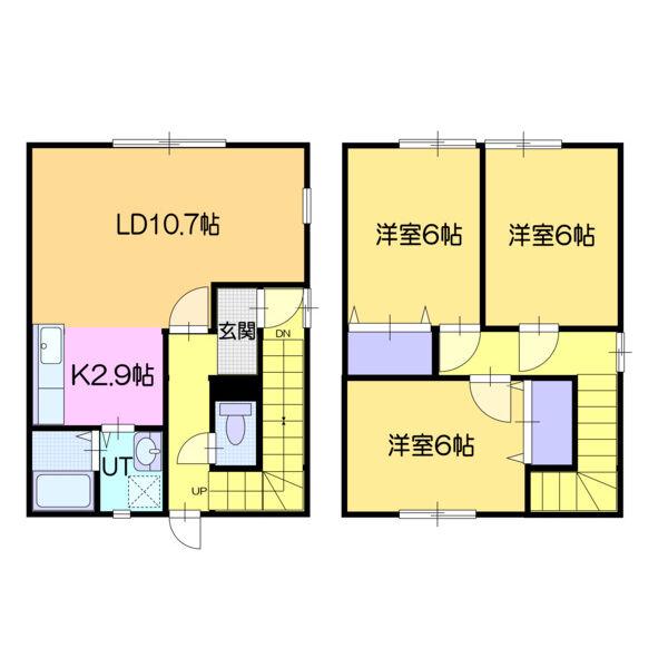 ボヌール福住III(3LDK/2階)の間取り写真