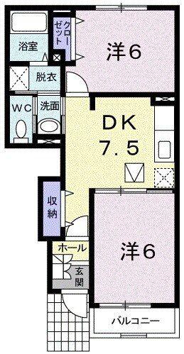 マリアージュ(2DK/1階)の間取り写真