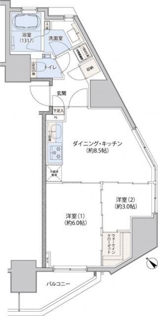 レジディア文京小石川II(2DK/4階)の間取り写真