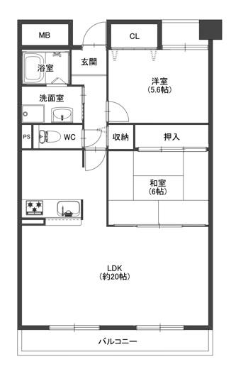グランディアの杜北六甲(2LDK/3階)の間取り写真