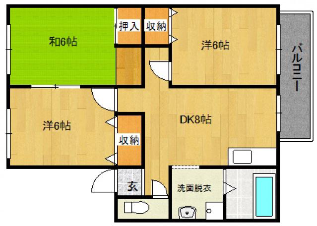 レトア東佐野A(3DK/2階)の間取り写真