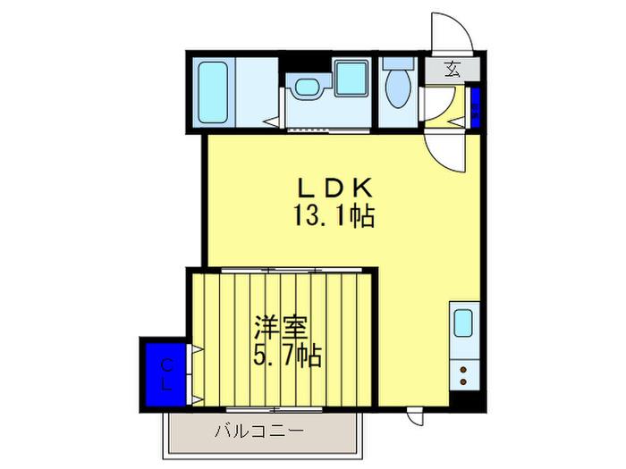 フォーチュン住道(1LDK/1階)の間取り写真
