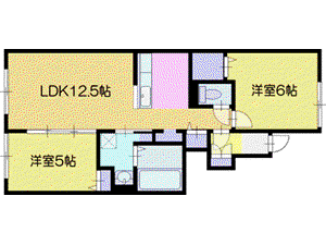 ドリーム江別II(2LDK/1階)の間取り写真