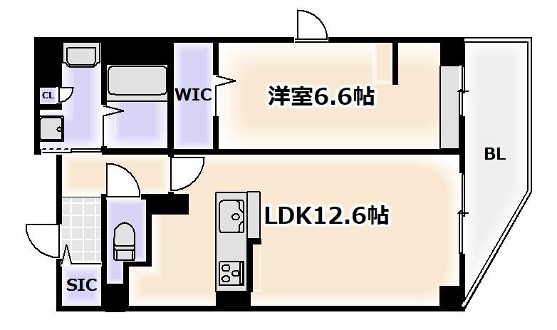 ELYSION天王寺(1LDK/2階)の間取り写真